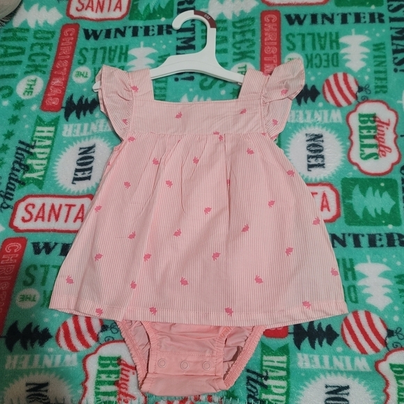 Carter's Other - Carter's Pink Stripe Bunny Baby Girl Dress Size 6 Months